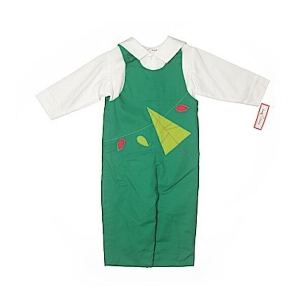 Boys' Grn Jumper & Wht Shirt 24M - Picture 1 of 2